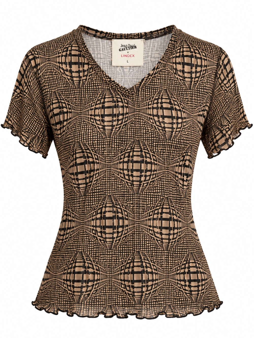 Jean Paul Gaultier for Lindex Geometric Trompe l’oile V-Neck Short Sleeve Tee